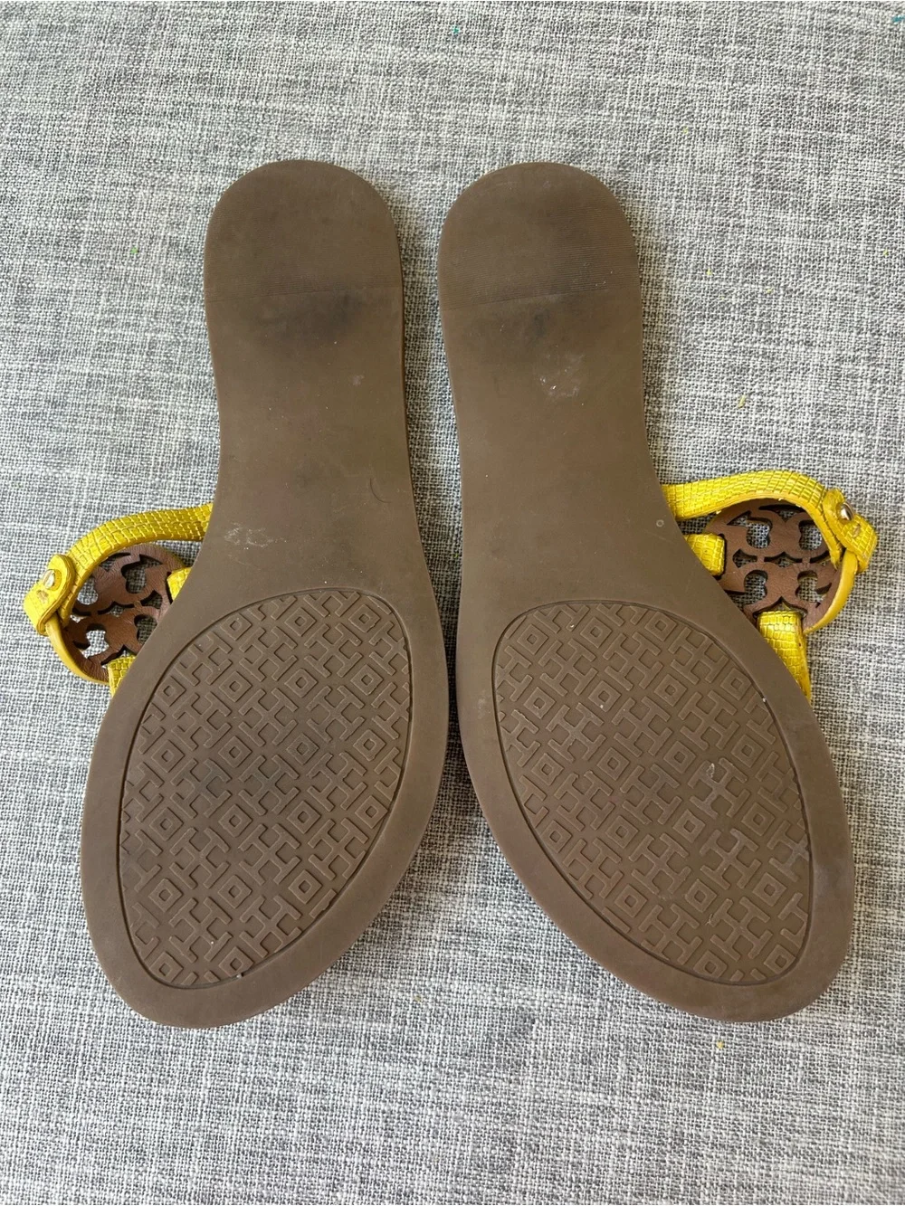 Tory Burch Yellow Mini Miller Leather Thong Sandals